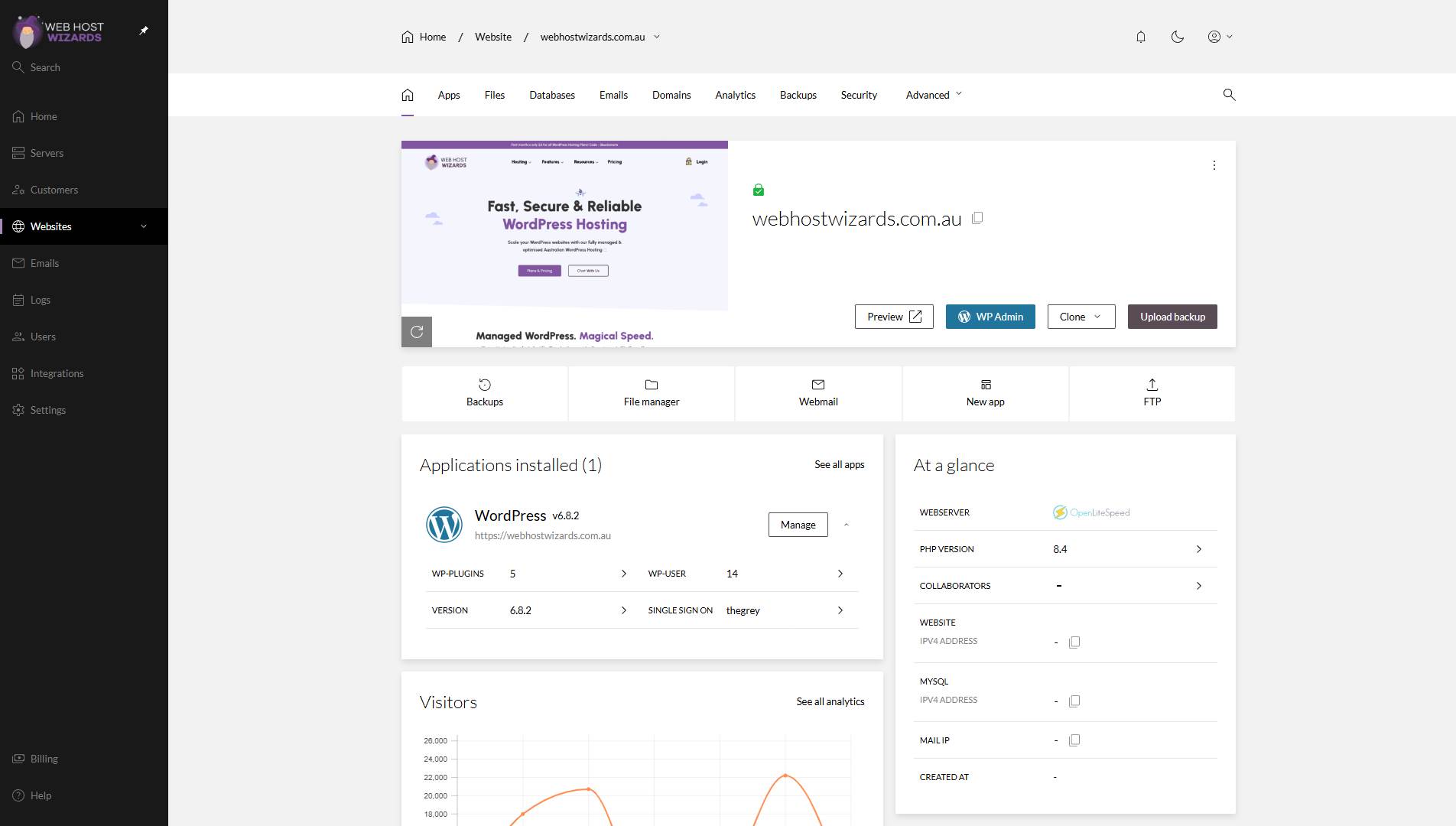 wordpress control panel