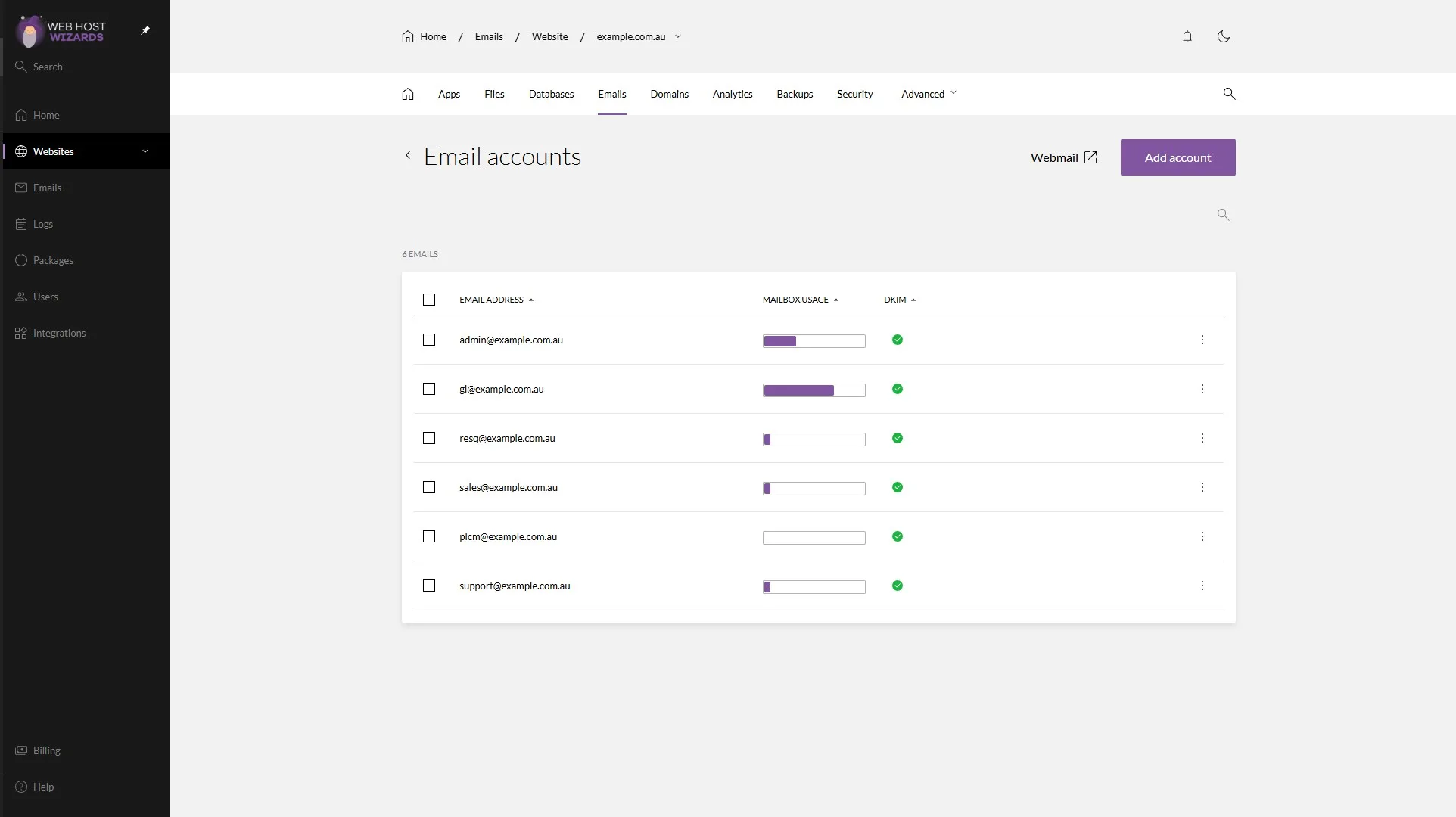 web hosting and email